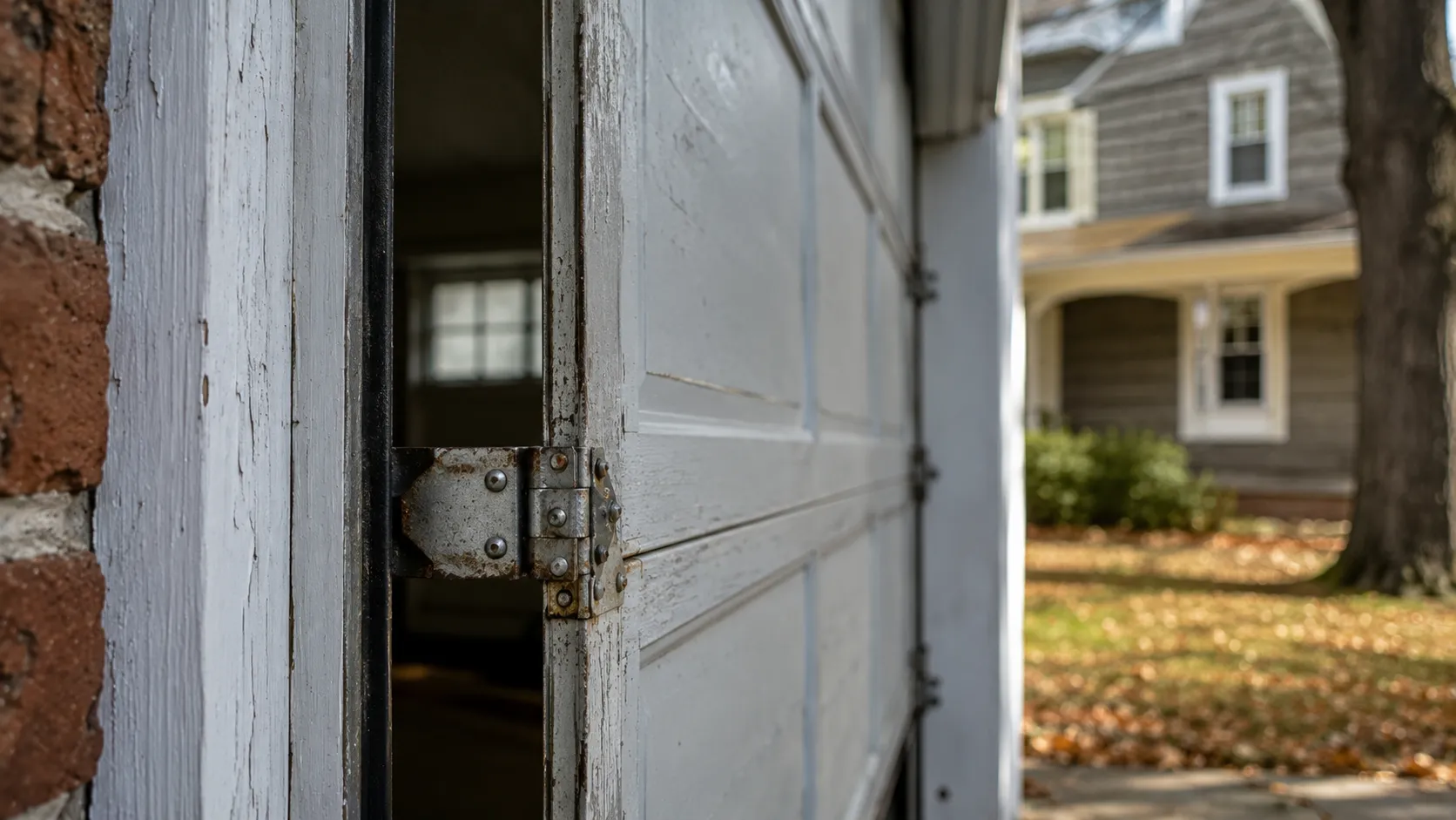 Garage door detail illustrating doors on houses built before insulation rules